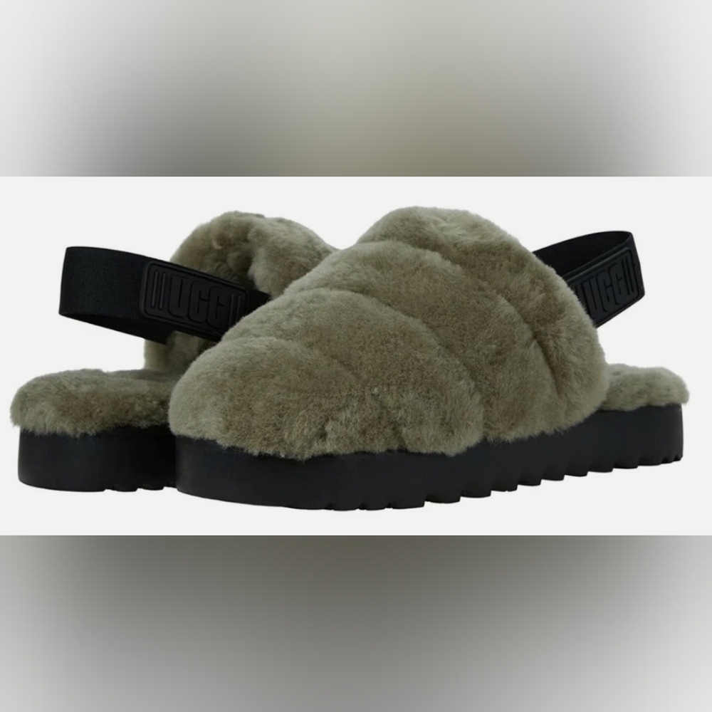 UGG Super Fluff Wmn's Burnt Olive Slippers No Size Tag (US Size 8) MSRP $120